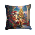 Brussels Griffon and Santa Claus Decorative Throw Pillow 14x14 Indoor Outdoor Accent Cushion, Fabric Cover with Insert for Sofa, Bed, Porch & Living Room