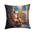 Brussels Griffon and Santa Claus Decorative Throw Pillow 18x18 Indoor Outdoor Accent Cushion, Fabric Cover with Insert for Sofa, Bed, Porch & Living Room