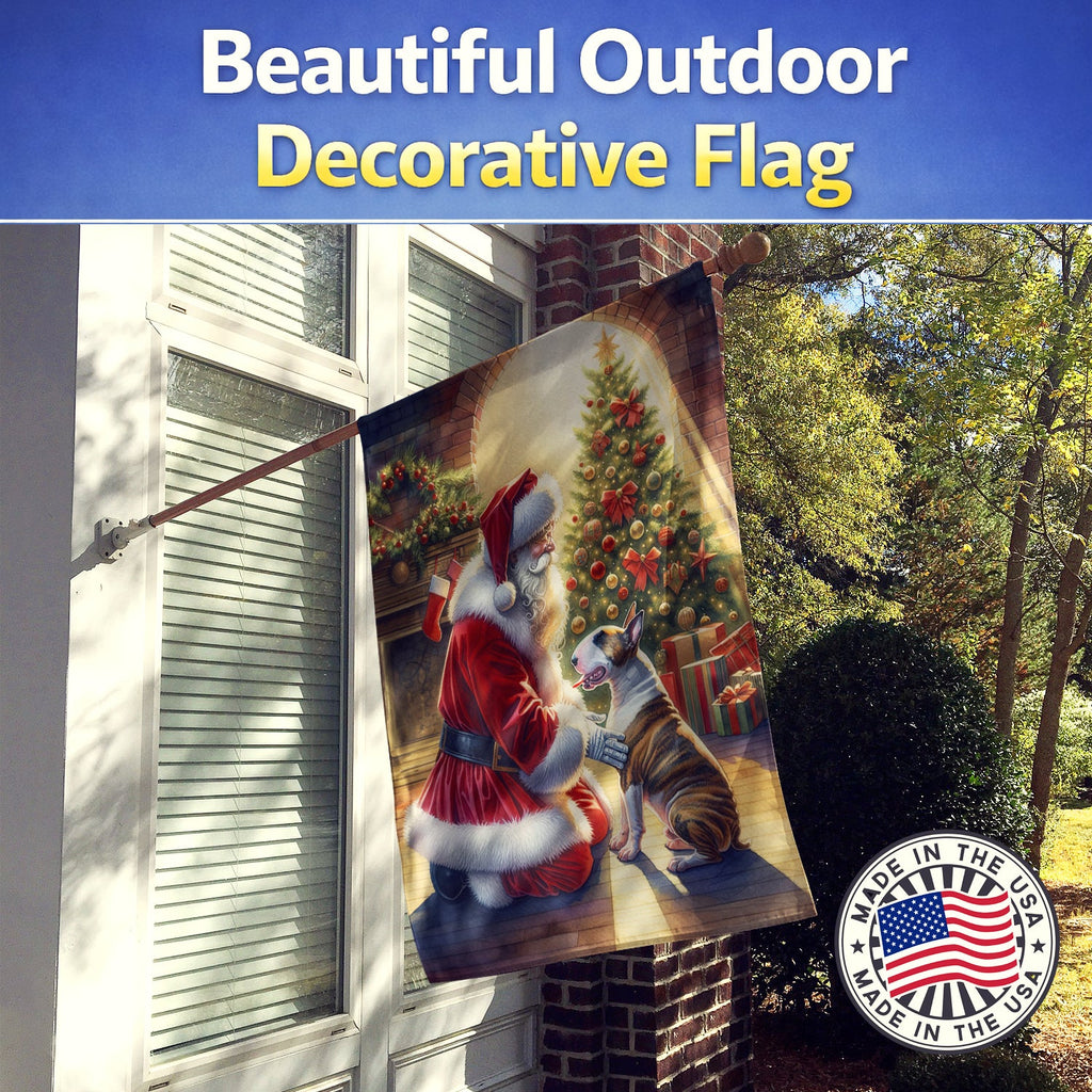 Bull Terrier and Santa Claus House Flag 28x40 Porch Sleeve Pole Decorative Outside Yard Banner Artwork Wall Hanging, Polyester