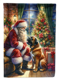 Bullmastiff and Santa Claus House Flag 28x40 Porch Sleeve Pole Decorative Outside Yard Banner Artwork Wall Hanging, Polyester