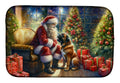 Bullmastiff and Santa Claus Dish Drying Mat Absorbent Dish Drying Mat Pad for Kitchen Counter Dish Drainer Mat for Countertop, 14 x 21", Multicolor