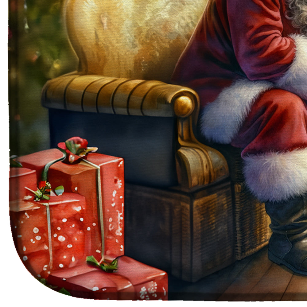 Bullmastiff and Santa Claus Dish Drying Mat Absorbent Dish Drying Mat Pad for Kitchen Counter Dish Drainer Mat for Countertop, 14 x 21", Multicolor