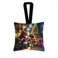 Bullmastiff and Santa Claus Hanging Square Fabric Ornament 3.5 × 3.5 Decorative Door-Knob & Tree Hanger, Soft Fabric