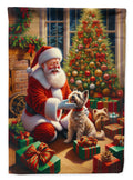 Cairn Terrier and Santa Claus House Flag 28x40 Porch Sleeve Pole Decorative Outside Yard Banner Artwork Wall Hanging, Polyester