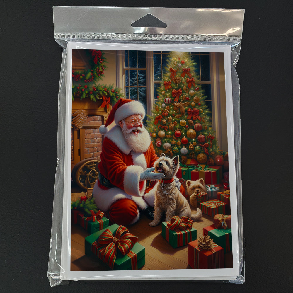 Cairn Terrier and Santa Claus Greeting Cards Pack of 8 Blank Cards with Envelopes Whimsical A7 Size 5x7