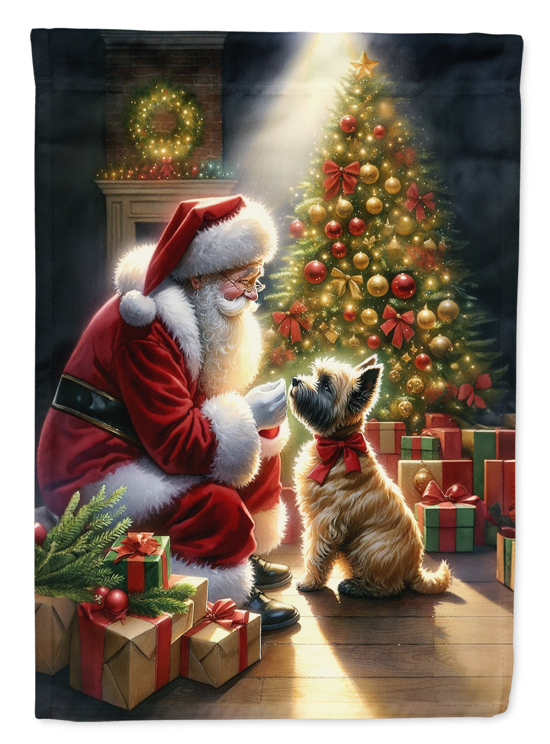Cairn Terrier and Santa Claus House Flag 28x40 Porch Sleeve Pole Decorative Outside Yard Banner Artwork Wall Hanging, Polyester