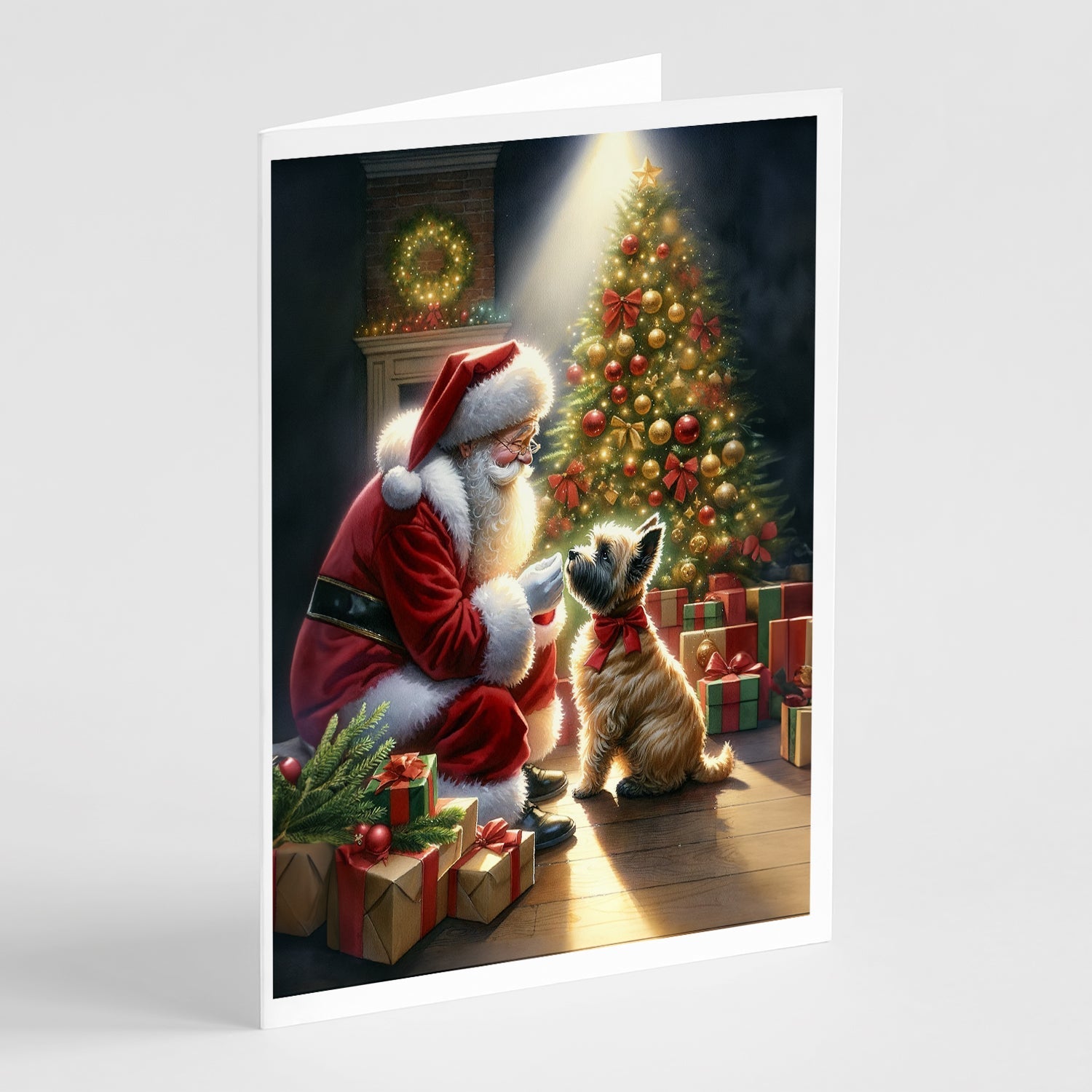 Cairn Terrier and Santa Claus Greeting Cards Pack of 8 Blank Cards with Envelopes Whimsical A7 Size 5x7