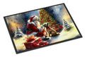 Cairn Terrier and Santa Claus Doormat Indoor Outdoor 18H X 27W Front Door Mat Rugs for Entryway, Non Slip Washable