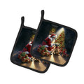 Cairn Terrier and Santa Claus Pot Holder Set of 2 Heat Resistant Quilted Hot Pads 7.5 x 7.5 Inch, Insulated Kitchen Trivets for Cooking & Baking