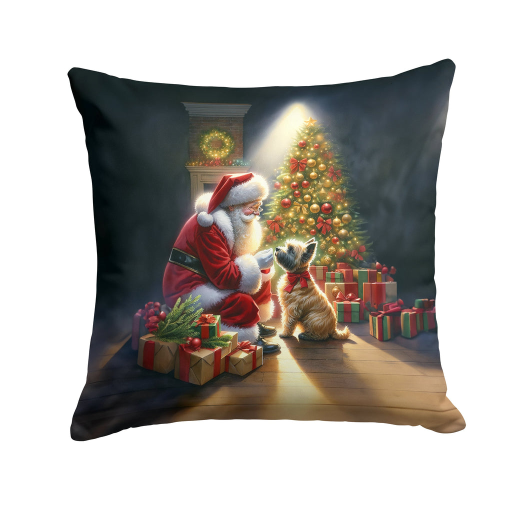 Cairn Terrier and Santa Claus Decorative Throw Pillow 18x18 Indoor Outdoor Accent Cushion, Fabric Cover with Insert for Sofa, Bed, Porch & Living Room