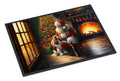 Cavalier Spaniel and Santa Claus Doormat Indoor Outdoor 18H X 27W Front Door Mat Rugs for Entryway, Non Slip Washable