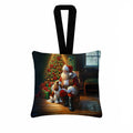 Cavalier Spaniel and Santa Claus Hanging Square Fabric Ornament 3.5 × 3.5 Decorative Door-Knob & Tree Hanger, Soft Fabric