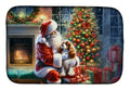 Cavalier Spaniel and Santa Claus Dish Drying Mat Absorbent Dish Drying Mat Pad for Kitchen Counter Dish Drainer Mat for Countertop, 14 x 21", Multicolor