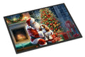 Cavalier Spaniel and Santa Claus Doormat Indoor Outdoor 24H X 36W Front Door Mat Rugs for Entryway, Non Slip Washable Low Pile,