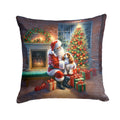 Cavalier Spaniel and Santa Claus Decorative Throw Pillow 14x14 Indoor Outdoor Accent Cushion, Fabric Cover with Insert for Sofa, Bed, Porch & Living Room