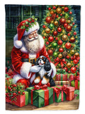 Cavalier Spaniel and Santa Claus House Flag 28x40 Porch Sleeve Pole Decorative Outside Yard Banner Artwork Wall Hanging, Polyester