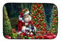 Cavalier Spaniel and Santa Claus Dish Drying Mat Absorbent Dish Drying Mat Pad for Kitchen Counter Dish Drainer Mat for Countertop, 14 x 21", Multicolor