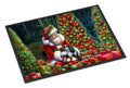 Cavalier Spaniel and Santa Claus Doormat Indoor Outdoor 18H X 27W Front Door Mat Rugs for Entryway, Non Slip Washable