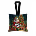 Cavalier Spaniel and Santa Claus Hanging Square Fabric Ornament 3.5 × 3.5 Decorative Door-Knob & Tree Hanger, Soft Fabric