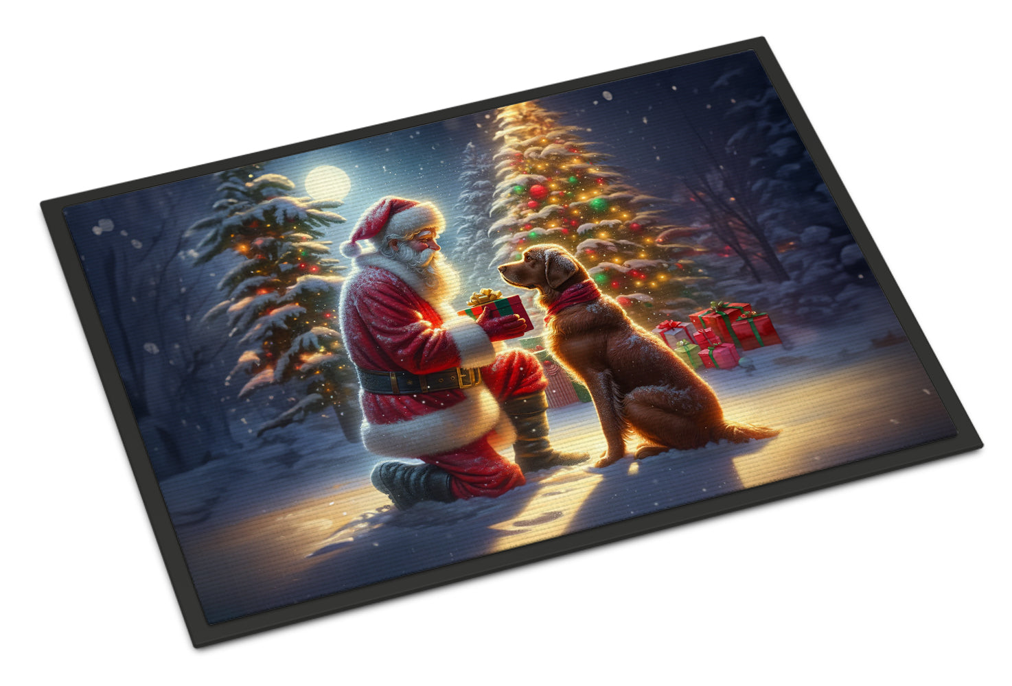 Chesapeake Bay Retriever and Santa Claus Doormat Indoor Outdoor 24H X 36W Front Door Mat Rugs for Entryway, Non Slip Washable Low Pile,