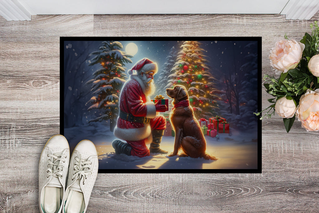 Chesapeake Bay Retriever and Santa Claus Doormat Indoor Outdoor 24H X 36W Front Door Mat Rugs for Entryway, Non Slip Washable Low Pile,