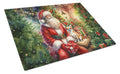 Chihuahua and Santa Claus Cutting Board Tempered Glass Kitchen Cutting Surface, Heat Resistant Chopping, Non-Slip Feet, Food Prep & Serving
