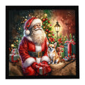 Chihuahua and Santa Claus Framed Metal Print Bathroom, Kitchen, Office, Home Decor Wall Art Ready to Hang, Square, 8X8