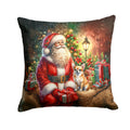Chihuahua and Santa Claus Decorative Throw Pillow 18x18 Indoor Outdoor Accent Cushion, Fabric Cover with Insert for Sofa, Bed, Porch & Living Room