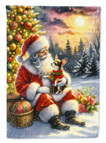 Chihuahua and Santa Claus House Flag 28x40 Porch Sleeve Pole Decorative Outside Yard Banner Artwork Wall Hanging, Polyester
