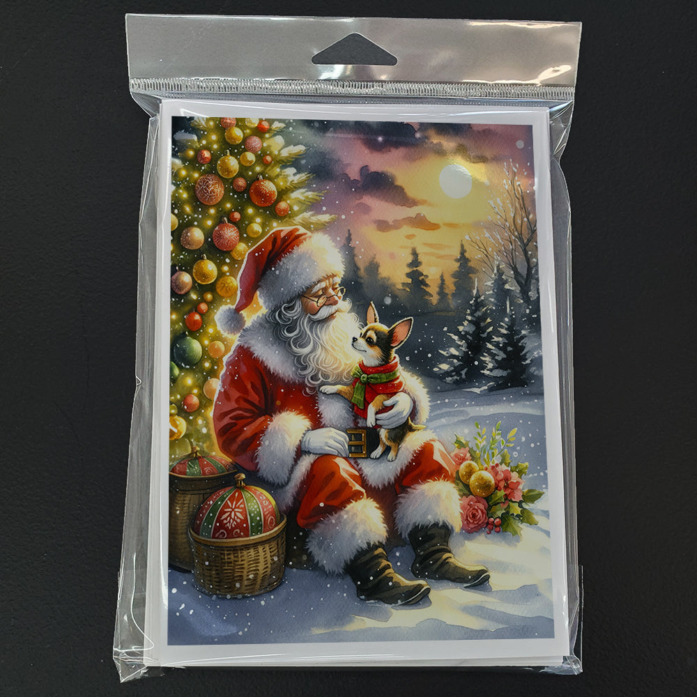 Chihuahua and Santa Claus Greeting Cards Pack of 8 Blank Cards with Envelopes Whimsical A7 Size 5x7
