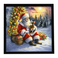 Chihuahua and Santa Claus Framed Metal Print Bathroom, Kitchen, Office, Home Decor Wall Art Ready to Hang, Square, 8X8