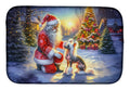 Chinese Crested and Santa Claus Dish Drying Mat Absorbent Dish Drying Mat Pad for Kitchen Counter Dish Drainer Mat for Countertop, 14 x 21", Multicolor