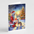 Chinese Crested and Santa Claus Greeting Cards Pack of 8 Blank Cards with Envelopes Whimsical A7 Size 5x7