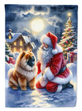 Chow Chow and Santa Claus House Flag 28x40 Porch Sleeve Pole Decorative Outside Yard Banner Artwork Wall Hanging, Polyester