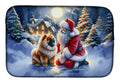 Chow Chow and Santa Claus Dish Drying Mat Absorbent Dish Drying Mat Pad for Kitchen Counter Dish Drainer Mat for Countertop, 14 x 21", Multicolor