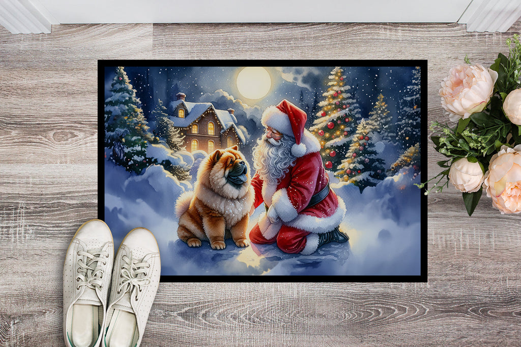 Chow Chow and Santa Claus Doormat Indoor Outdoor 24H X 36W Front Door Mat Rugs for Entryway, Non Slip Washable Low Pile,