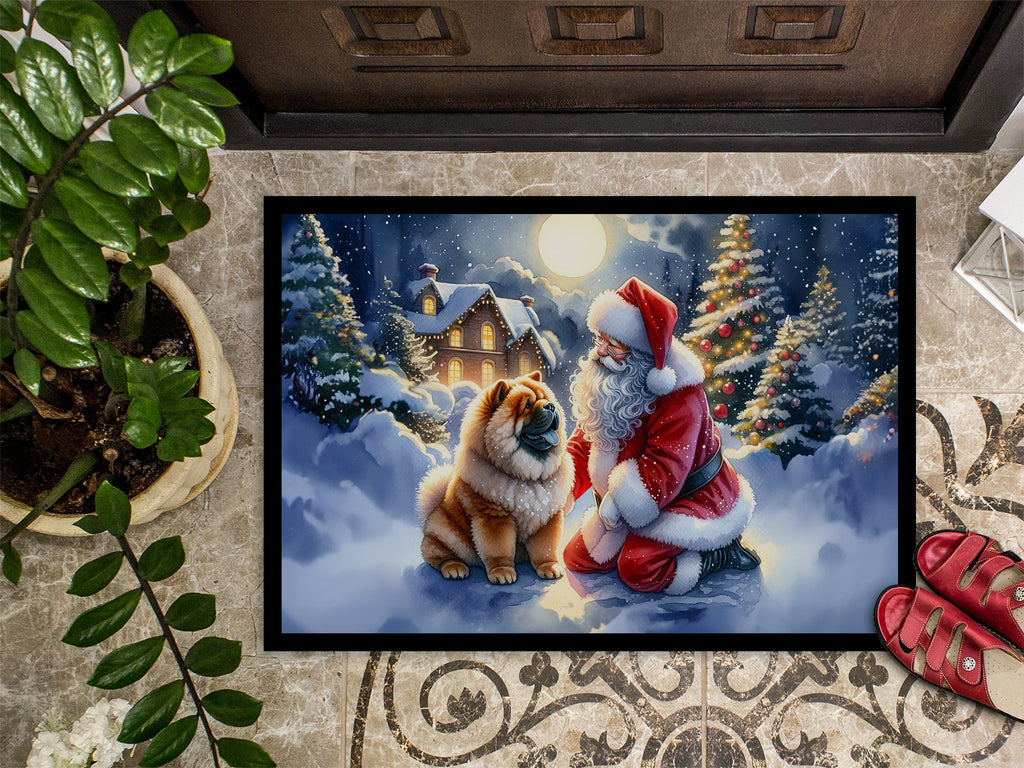 Chow Chow and Santa Claus Doormat Indoor Outdoor 24H X 36W Front Door Mat Rugs for Entryway, Non Slip Washable Low Pile,