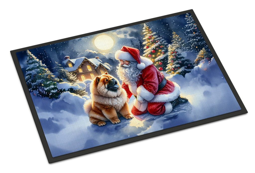 Chow Chow and Santa Claus Doormat Indoor Outdoor 18H X 27W Front Door Mat Rugs for Entryway, Non Slip Washable