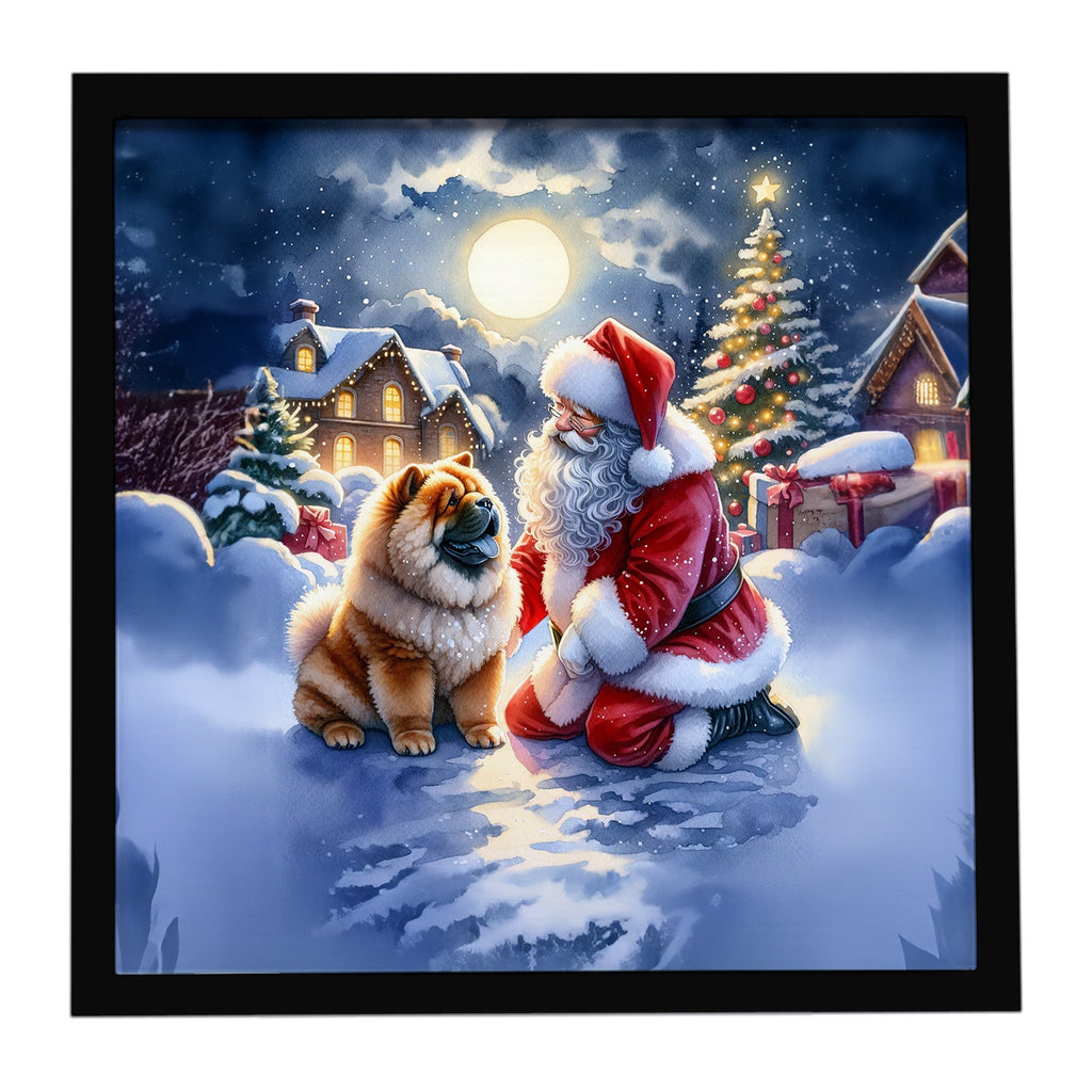 Chow Chow and Santa Claus Framed Metal Print Bathroom, Kitchen, Office, Home Decor Wall Art Ready to Hang, Square, 8X8