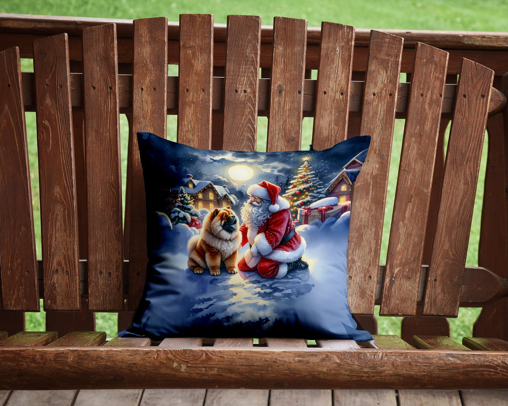Chow Chow and Santa Claus Decorative Throw Pillow 14x14 Indoor Outdoor Accent Cushion, Fabric Cover with Insert for Sofa, Bed, Porch & Living Room