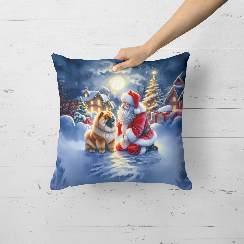 Chow Chow and Santa Claus Decorative Throw Pillow 18x18 Indoor Outdoor Accent Cushion, Fabric Cover with Insert for Sofa, Bed, Porch & Living Room
