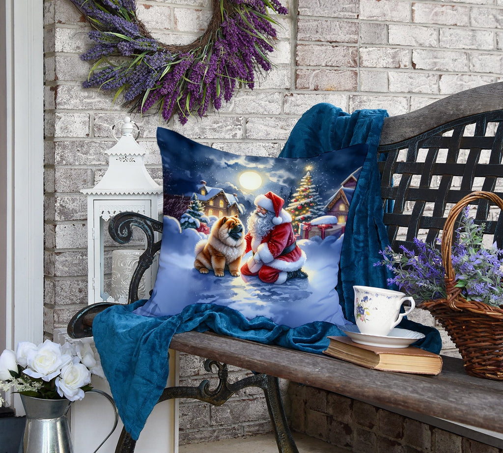 Chow Chow and Santa Claus Decorative Throw Pillow 18x18 Indoor Outdoor Accent Cushion, Fabric Cover with Insert for Sofa, Bed, Porch & Living Room