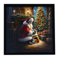 Corgi and Santa Claus Framed Metal Print Bathroom, Kitchen, Office, Home Decor Wall Art Ready to Hang, Square, 8X8