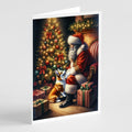 Corgi and Santa Claus Greeting Cards Pack of 8 Blank Cards with Envelopes Whimsical A7 Size 5x7