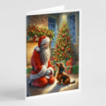 Dachshund and Santa Claus Greeting Cards Pack of 8 Blank Cards with Envelopes Whimsical A7 Size 5x7