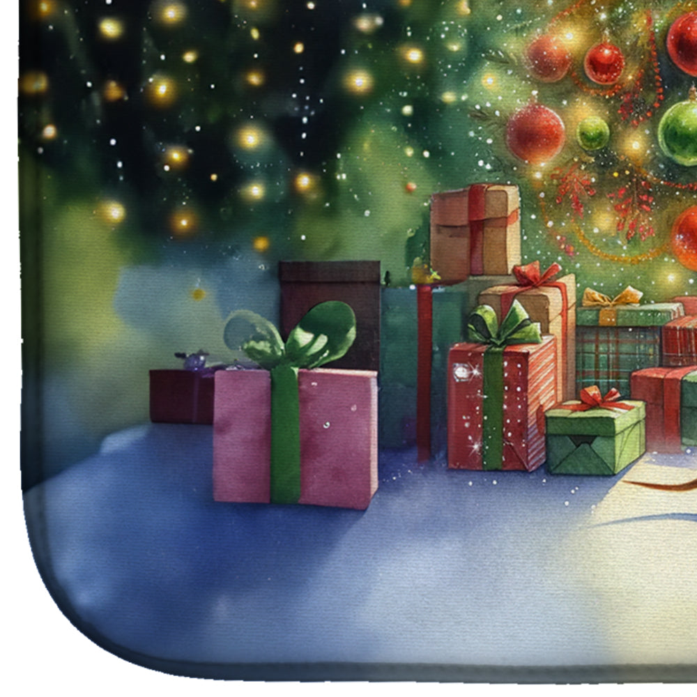 Dachshund and Santa Claus Dish Drying Mat Absorbent Dish Drying Mat Pad for Kitchen Counter Dish Drainer Mat for Countertop, 14 x 21", Multicolor