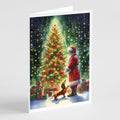 Dachshund and Santa Claus Greeting Cards Pack of 8 Blank Cards with Envelopes Whimsical A7 Size 5x7