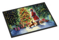 Dachshund and Santa Claus Doormat Indoor Outdoor 24H X 36W Front Door Mat Rugs for Entryway, Non Slip Washable Low Pile,