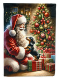 Dachshund and Santa Claus House Flag 28x40 Porch Sleeve Pole Decorative Outside Yard Banner Artwork Wall Hanging, Polyester