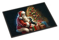 Dachshund and Santa Claus Doormat Indoor Outdoor 18H X 27W Front Door Mat Rugs for Entryway, Non Slip Washable
